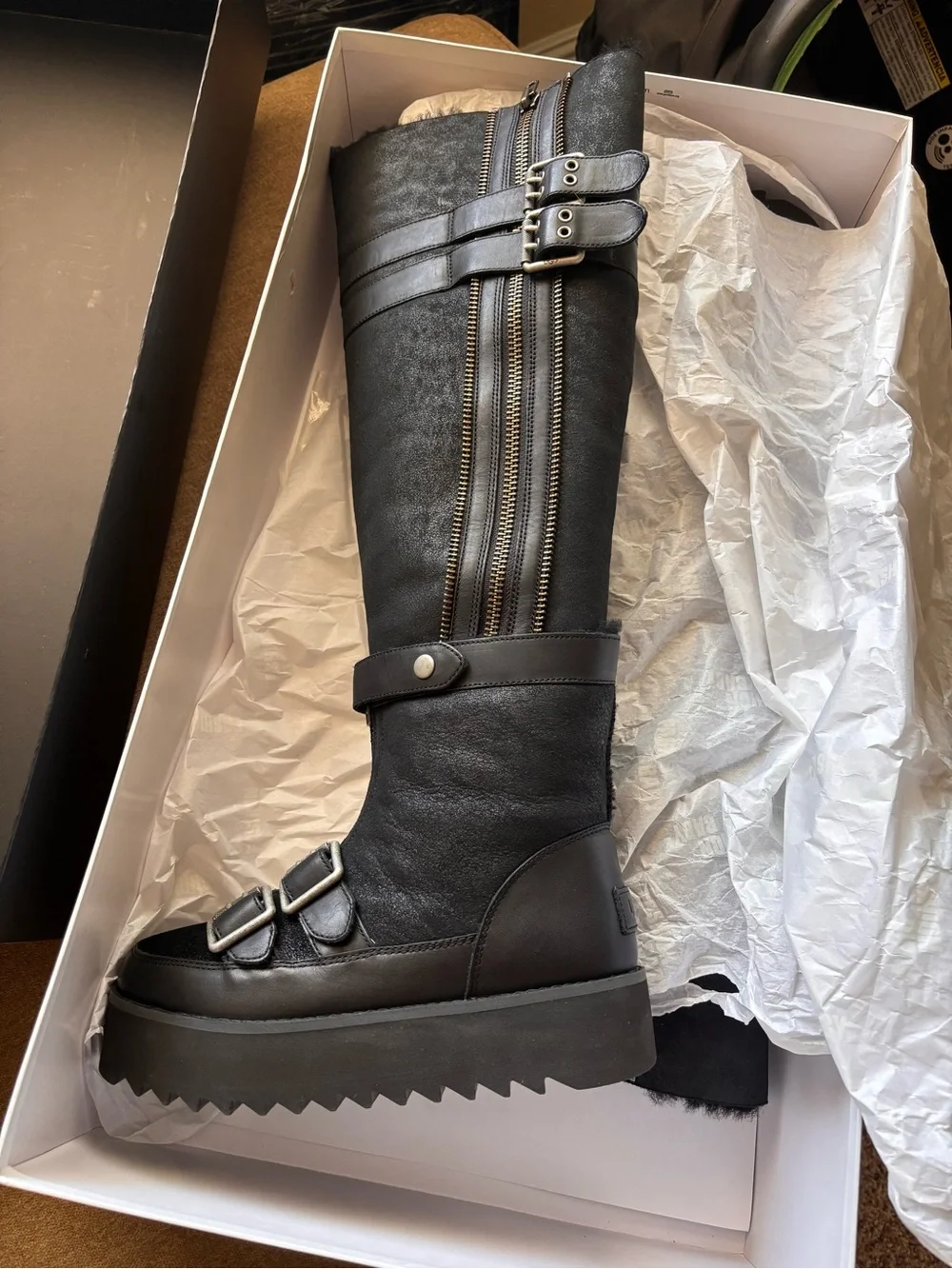 UGG Black Moto Punk Over-the-Knee Boots